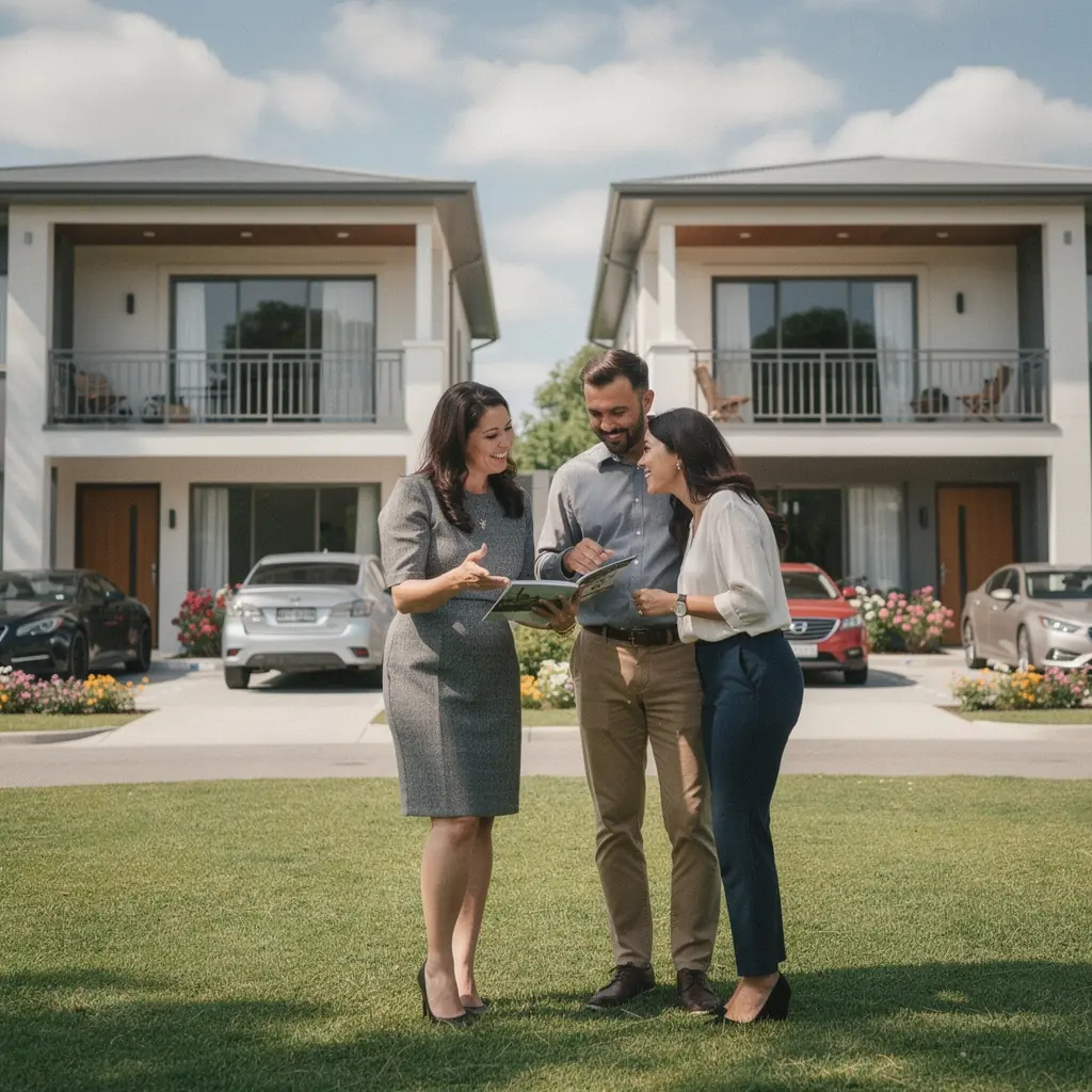 Снимок арендатора, обсуждающего условия аренды с агентом по недвижимости.